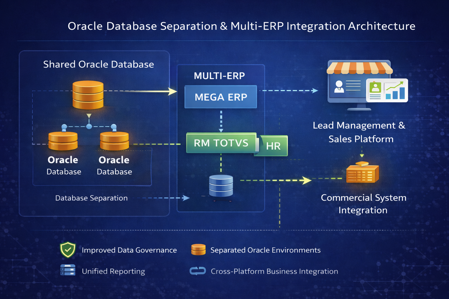 Oracle separation and multi ERP architecture